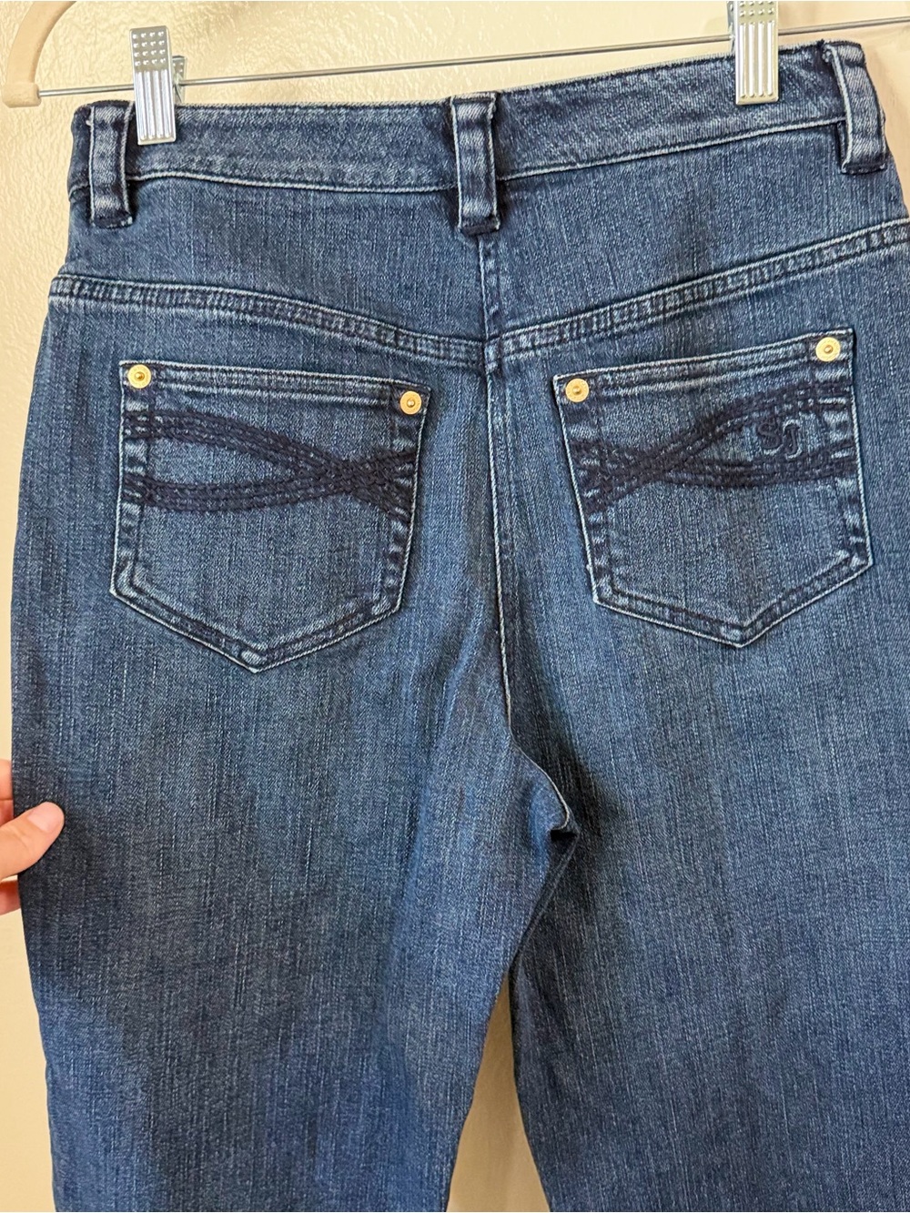 Vintage St. John Sport High Rise Straight Leg Blue Denim Jeans Size2 Gold Button - Picture 7 of 13